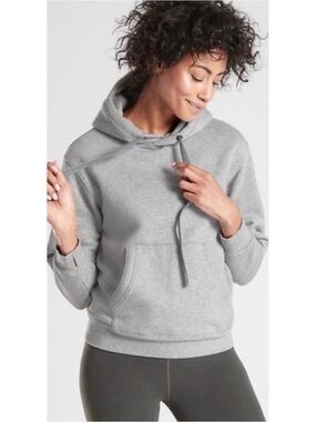 Athleta Size S Heather Grey Cotton Blend 24/7 Pullover Hoodie